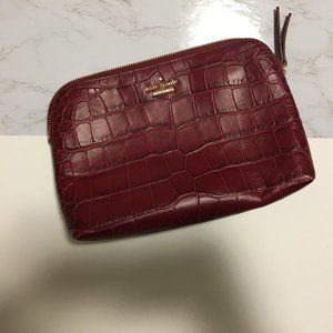 Kate Spade wine croc cosmetic bag